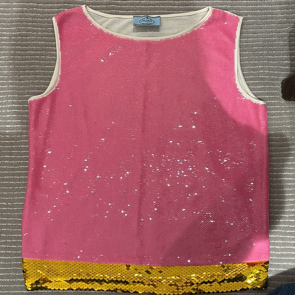 Prada pink and gold sequin camisole